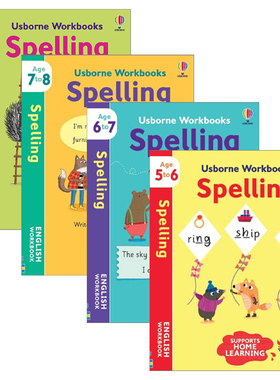 英文原版 Usborne Workbooks Spelling 5-9 尤斯伯恩拼写练习册5-9岁 4册 英文版 进口英语原版书籍