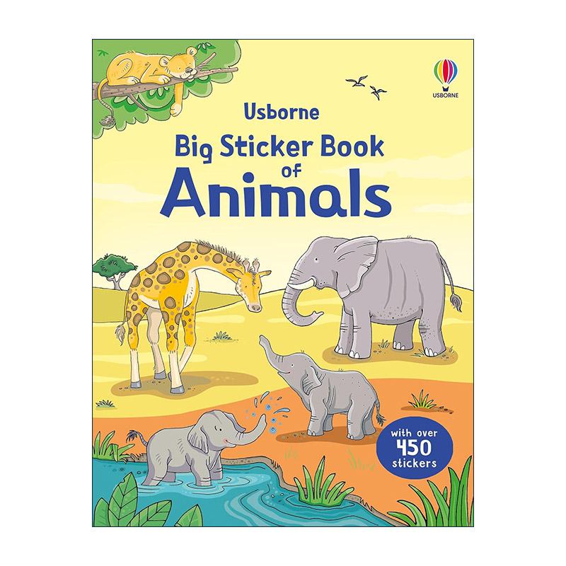 英文原版 Usborne Big Sticker Book of Animals 尤斯伯恩动物主题单词贴纸书 儿童启蒙认知学习 新版 英文版 进口英语原版书籍