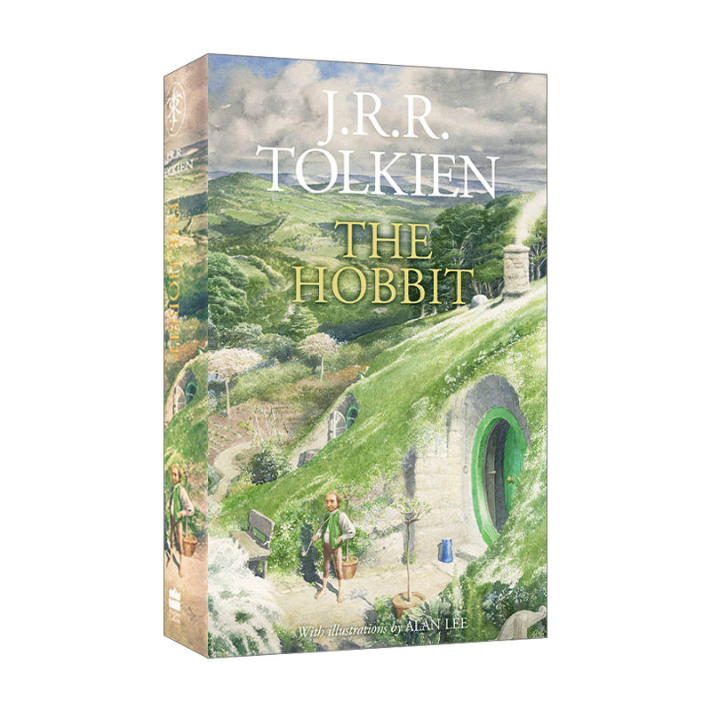 英文原版 The Hobbit 霍比特人 精装水彩彩铅插画版 指环王系列前传 J.R.R.托尔金 儿童奇幻小说 英文版 进口英语原版书籍