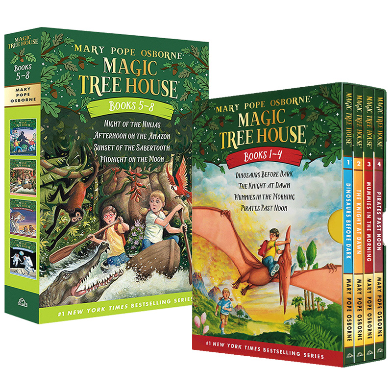 神奇树屋英文原版 Magic Tree House 1-8册盒装儿童探险文学小说英文版英语桥梁章节书美国中小学课外阅读书籍玛丽波奥斯本