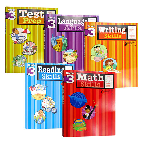Flash Kids 美国小学三年级英语练习册5册英文原版Reading Writing Skills 家庭英文学习教辅教材 Harcourt Family Learning哈考特