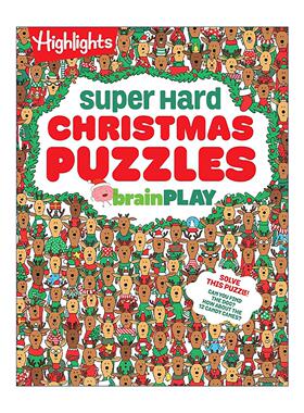 英文原版 brainPLAY Super Hard Christmas Puzzles 圣诞节谜题 Highlights亮点儿童解谜益智游戏活动书 英文版 进口英语原版书籍
