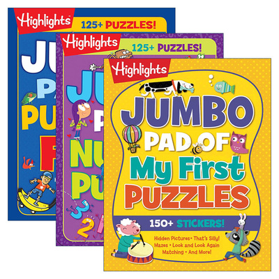 英文原版 Highlights Jumbo Books & Pads 3册 谜题巨型便笺簿 亮点儿童益智游戏活动书 英文版 进口英语原版书籍