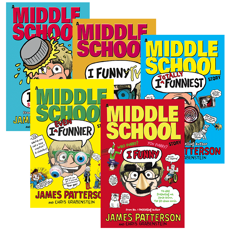 英文原版 I Funny 套装5本 Middle School 撞墙日记 可搭小屁孩日记 儿童章节小说书 中小学英语阅读提升 英文版进口儿童读物童书