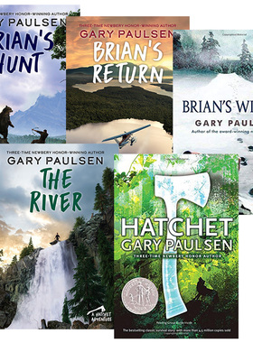 手斧男孩5册全套 英文原版 Hatchet 1-5 英文版 小学生课外儿童读物 荒野求生侦探冒险小说 进口原版英语儿童文学成长励志故事书