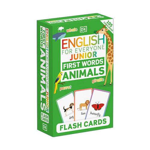 英文原版 English for Everyone Junior First Words Animals Flash Cards 人人学英语 动物闪卡 英文版 进口英语原版书籍