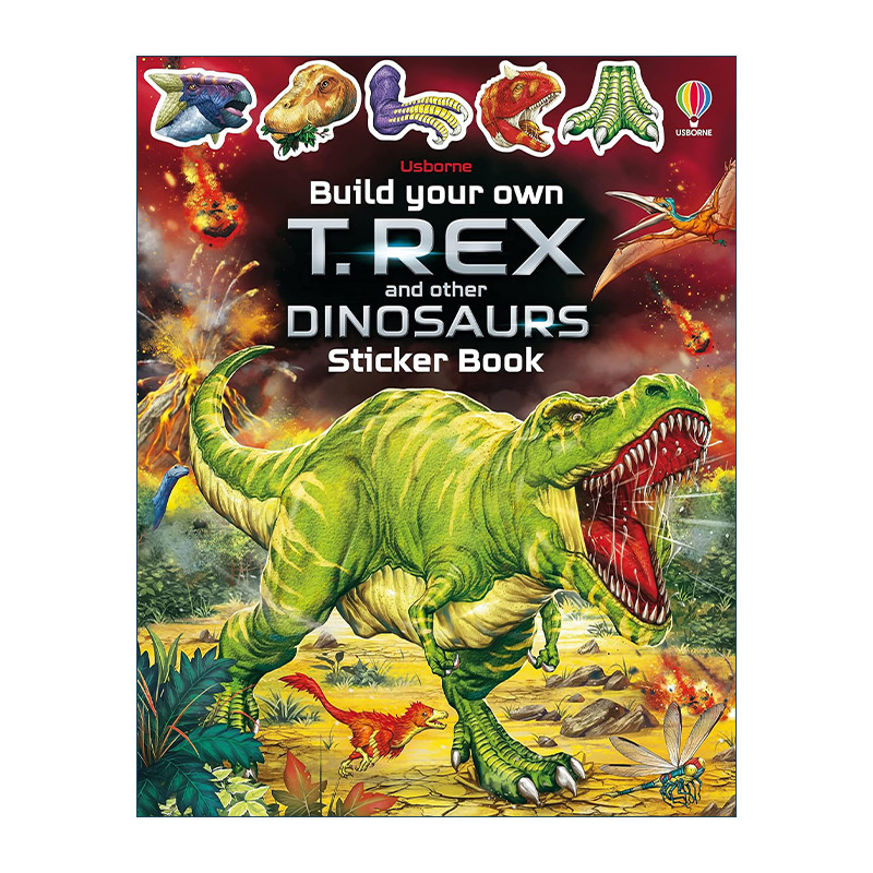英文原版 Usborne Build Your Own T-Rex and Other Dinosaurs 霸王龙和其他恐龙贴纸书 尤斯伯恩儿童早教启蒙认知益智游戏 英文版