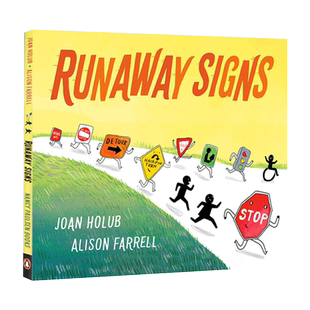 英文原版 Runaway Signs 逃跑的路牌 精装 趣味识路标 趣味图画故事书 亲子共读儿童绘本 英文版 进口英语原版书籍