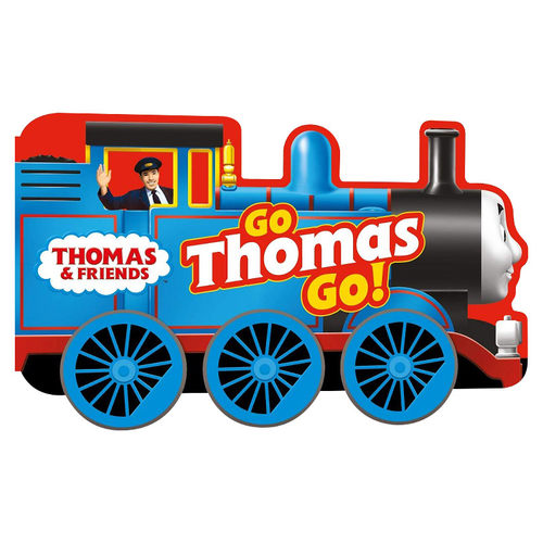 托马斯小火车造型书 英文原版 Thomas and Friends Go Thomas Go 儿童早教益智英语启蒙纸板书 玩具书 轮子可跑 英文版进口书籍