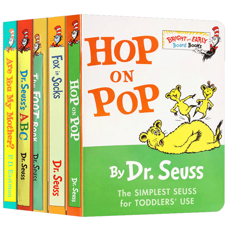 苏斯博士经典绘本 英文原版绘本纸板书5本Dr.Seuss 自然拼读 绕口令 廖彩杏书单 英文版儿童英语启蒙早教书 进口原版英文字母书籍