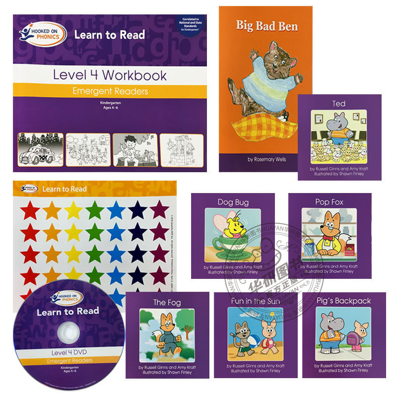 儿童英语自然拼读迷上语音系列第四级 英文原版教材 Hooked on Phonics Learn to Read Level 4 儿童语音学习阅读进口书英文版