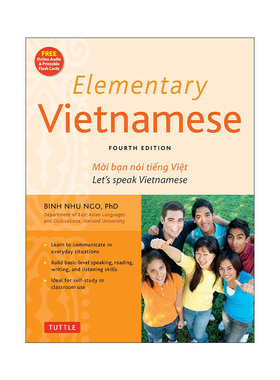 原版 Elementary Vietnamese Free Online Audio and Printable Flash Cards 初级越南语教程 修订更新第四版 进口原版书籍