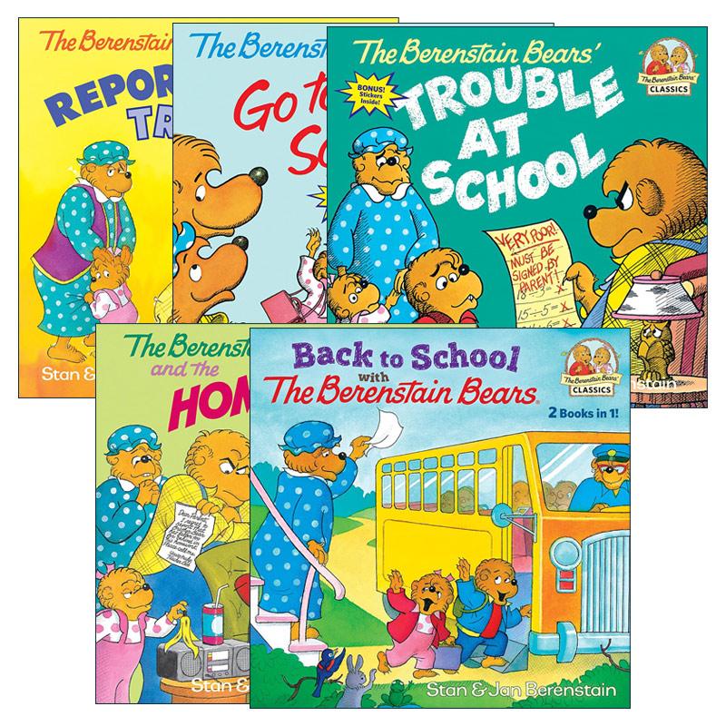 英文原版 The Berenstain Bears 贝贝熊上学系列5册 儿童英语启蒙认知亲子绘本 贝贝熊上学/学校的烦恼 英文版 进口英语原版书籍