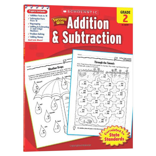 美国小学2年级数学加减法练习册 英文原版 Scholastic Success with Addition Subtraction 学乐成功系列 英文版进口英语教辅书