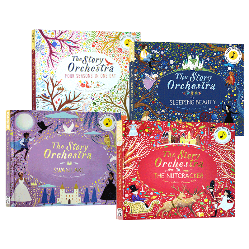 柴可夫斯基古典音乐故事发音书4册 英文原版 The Story of Orchestra The Nutcracker 胡桃钳 睡美人 四季 英文版儿童英语图画书