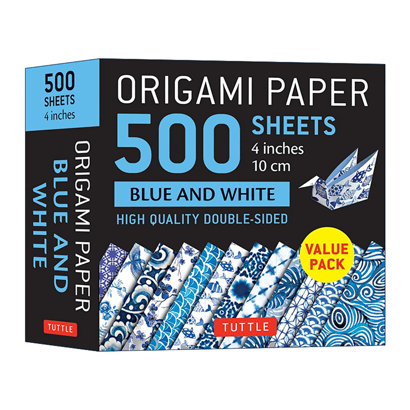 英文原版 Origami Paper 500 sheets Blue and White 4" 10 cm 日本蓝白染付图案双面折纸500张 英文版 进口英语原版书籍