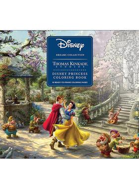 英文原版 Disney Dreams Collection Thomas Kinkade Studios Disney Princess Coloring Poster 迪士尼公主 上色书明信片 英文版