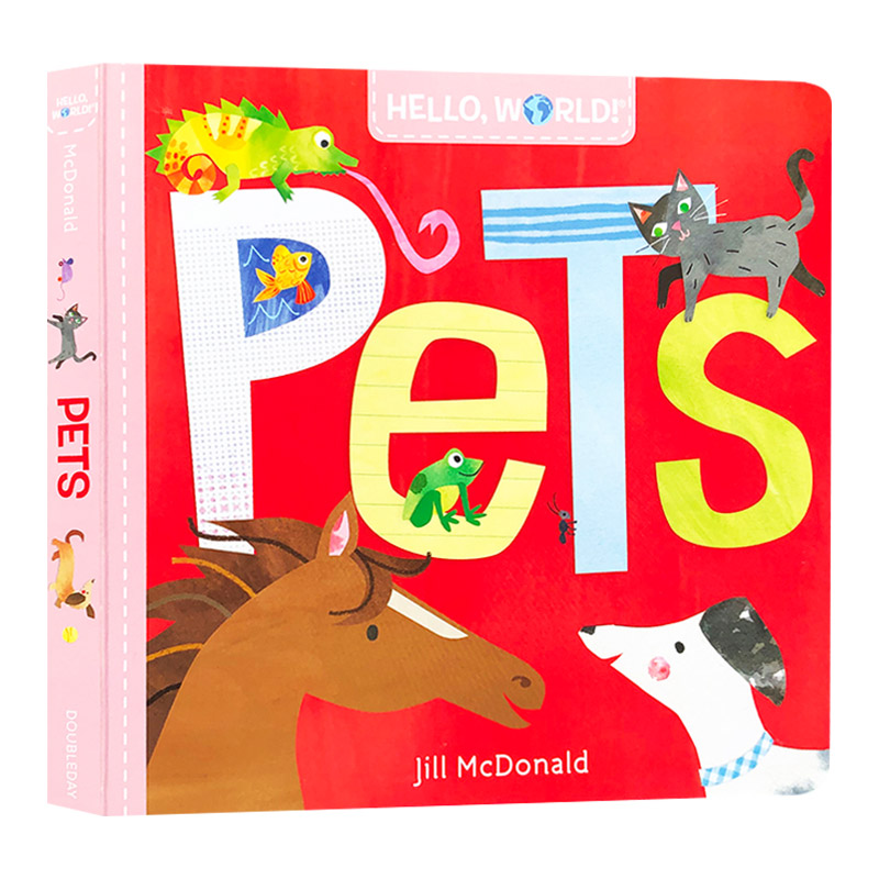 你好科学小世界 宠物 英文原版 Hello World Pets 幼儿英语启蒙早教认知纸板书 小动物知识科普百科绘本 英文版进口原版书籍