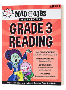 英文原版绘本 Mad Libs Workbook Grade 3 Reading 疯狂填词练习册 美国小学三年级 英文版 进口英语原版书籍儿童全英语书