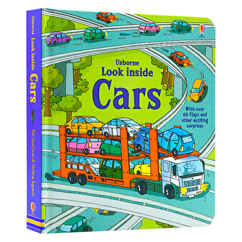看里面系列 汽车 英文原版绘本 Usborne Look Inside Cars 纸板翻翻书 酷炫的车子 汽车百科 儿童科普百科英语图画书 英文版