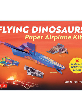 英文原版 Flying Dinosaurs Paper Airplanes Kit 飞行恐龙纸飞机套件 折纸 12种不同设计的36架飞机 英文版 进口英语原版书籍