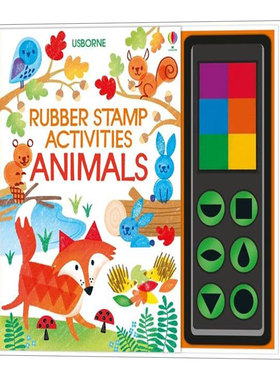 英文原版 Usborne Rubber Stamp Activities Animals 动物 儿童创意彩色印泥手指画游戏书螺旋精装 英文版 进口英语原版书籍