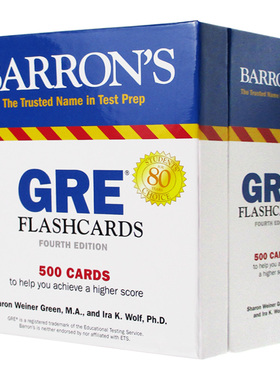 巴朗GRE500闪卡 英文原版 Barron's GRE Flashcards 500 Flashcards 抽认卡帮助你获得高分 英语单词词汇卡片 英文版原版考试书籍