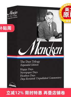 英文原版 H L.Mencken the Days Trilogy Expanded Edition 门肯 日子三部曲 扩充版 美国图书馆 精装 英文版 进口英语原版书籍
