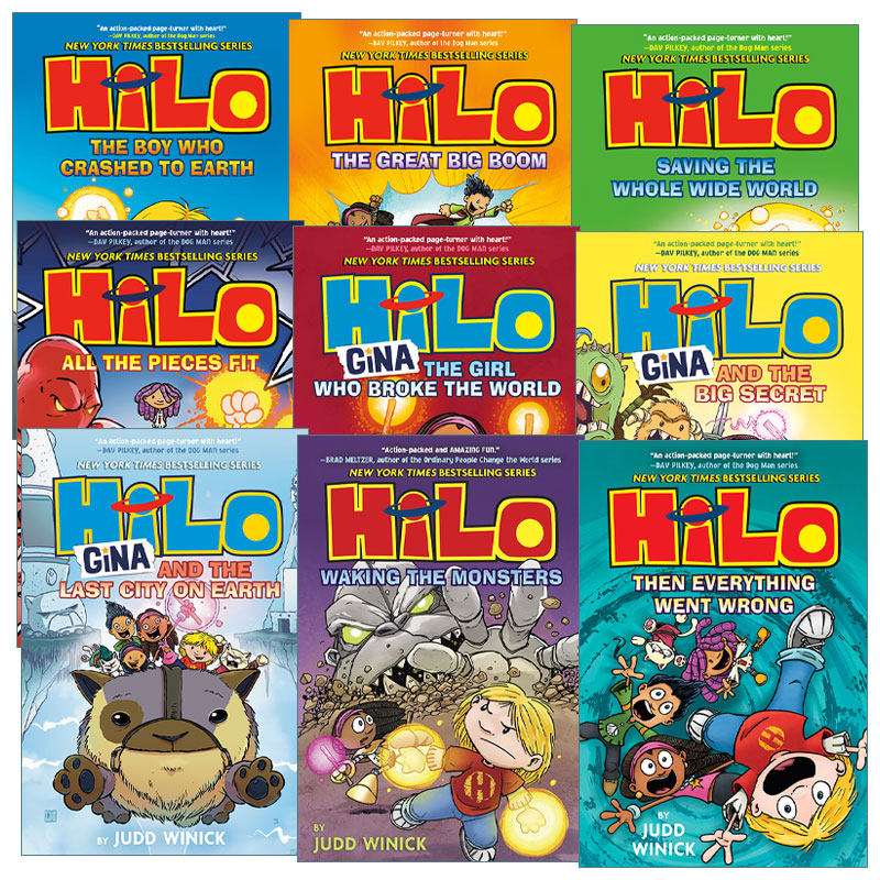 英文原版 hilo 希罗系列1-9册 儿童全彩漫画桥梁章节小说 打败怪物