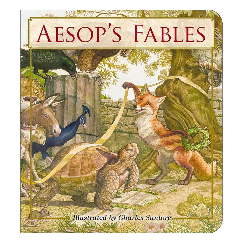 英文原版 Aesop's Fables 伊索寓言 大开本纸板书 插画师Charles Santore 英文版 进口英语原版书籍
