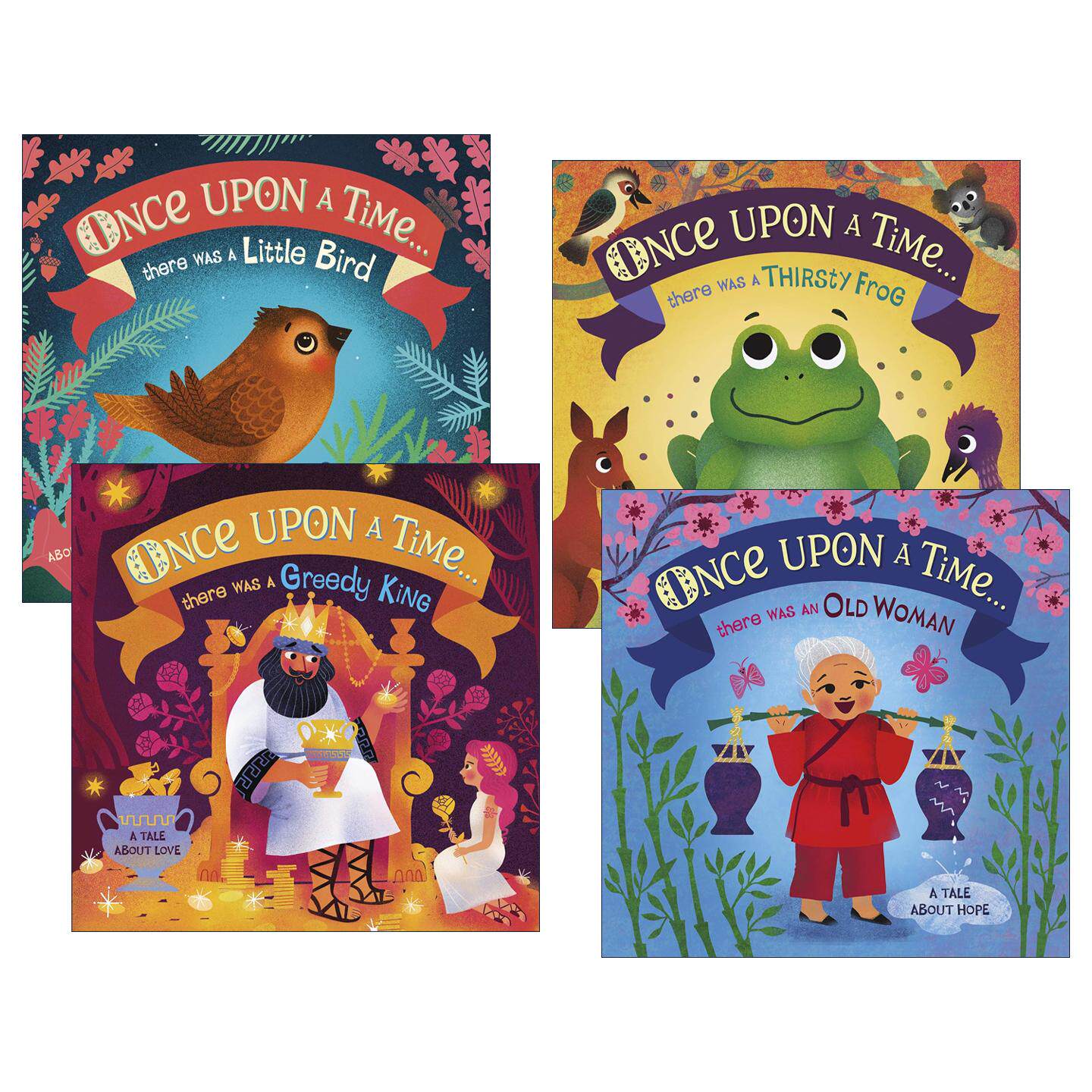 英文原版 Once Upon A Time 很久以前系列4册 there was a Thirsty Frog/Greedy King/Little Bird 英文版 进口英语原版书籍