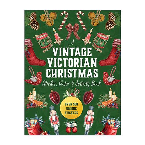 英文原版 A Vintage Victorian Christmas Sticker Color & Activity Book 复古维多利亚式圣诞贴纸 涂色活动书 500种独特贴纸