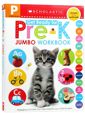 幼儿园学前练习册 英文原版 Scholastic Jumbo Workbook Get Ready for Pre-K 学乐英语系列 幼儿启蒙字母单词认知学习 正版进口书