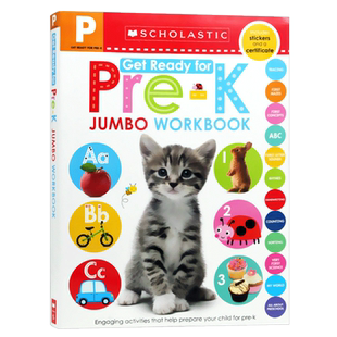 Jumbo 进口书 正版 Pre 英文原版 Scholastic Get Workbook 幼儿启蒙字母单词认知学习 幼儿园学前练习册 Ready 学乐英语系列 for