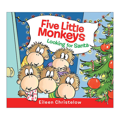 英文原版 Five Little Monkeys Looking for Santa Board Book 五只小猴子找圣诞老人 纸板书 英文版 进口英语原版书籍