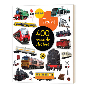 火车 绘本 我 英文原版 含超400张可重复使用 进口英语原版 Stickers 英文版 Eyelike 书籍儿童全英语书 Trains 贴纸 自然博物馆