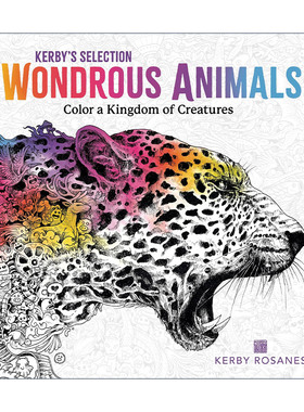 英文原版 Wondrous Animals 奇妙的动物 彩色的生物王国 填色寻物 着色涂色书 绘本 漫画 艺术 Kerby Rosanes 进口英语原版书籍