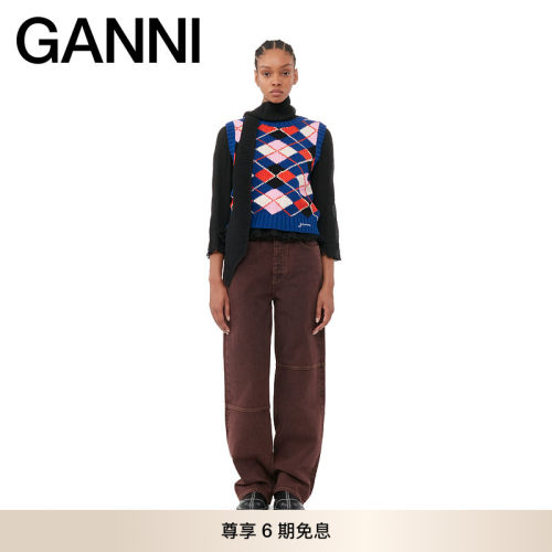 新品针织背心GANNI圆领