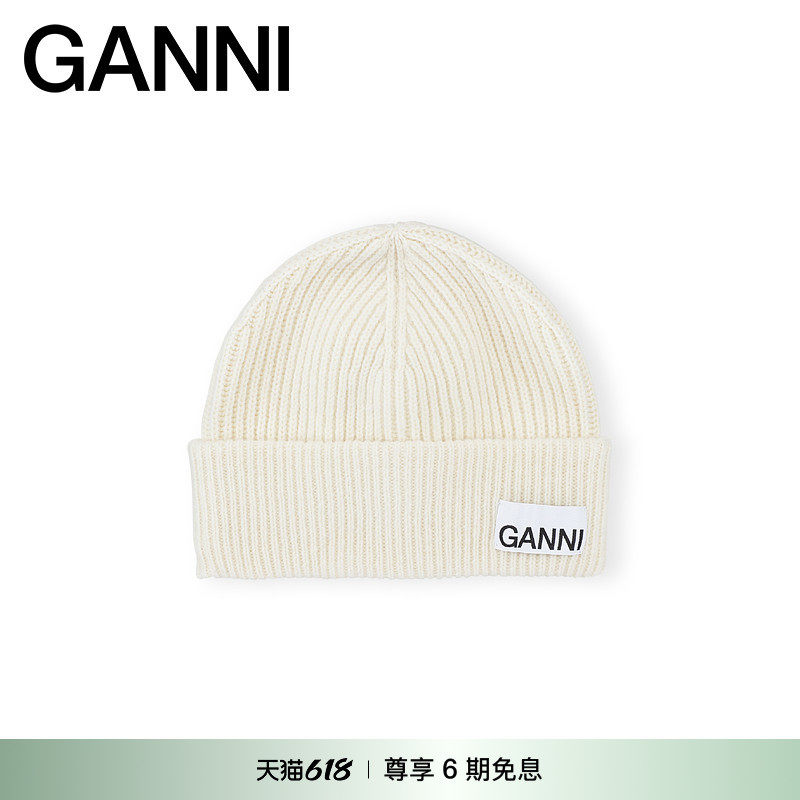 GANNI女士 logo帽子圆顶帽毛线帽针织帽 A5627135