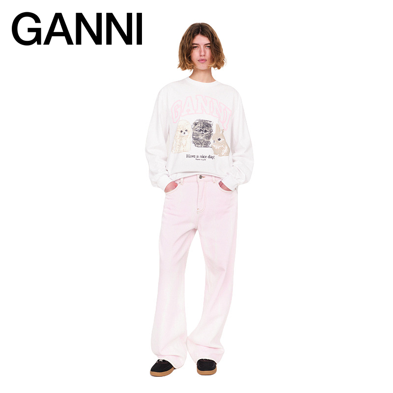 【会员折享】GANNI女装 创意小动物印花长袖卫衣套头衫 T4275151