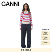 GANNI女装 条纹印花羊绒混纺毛衣针织衫 K2114135