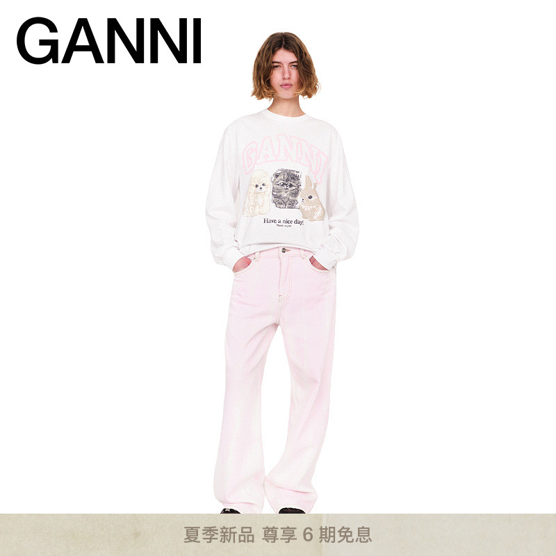 【夏季新品】GANNI女装 创意小动物印花长袖卫衣套头衫 T4275151