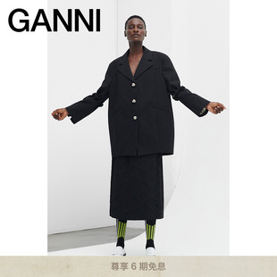 外套 F6990099 黑色翻領(lǐng)金屬扣飾棉質(zhì)西裝 GANNI女裝