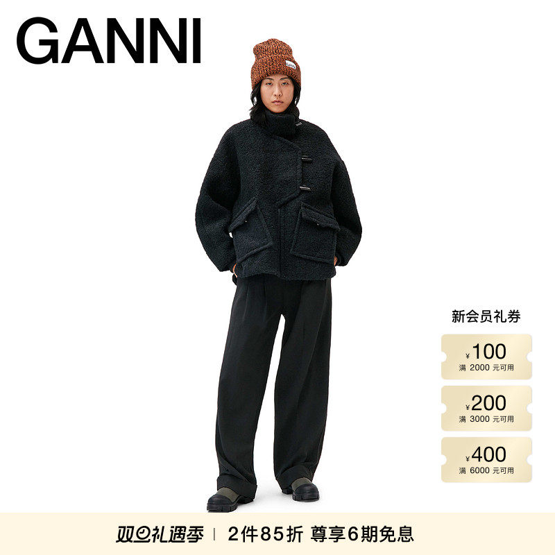新品绵羊毛混纺外套GANNI