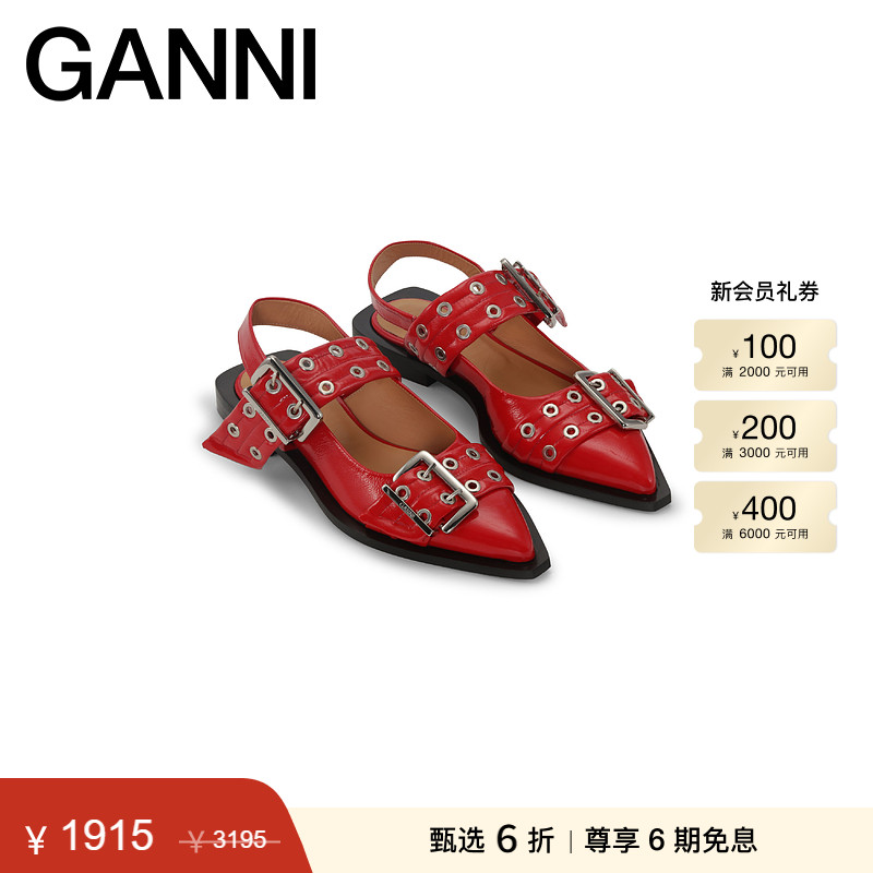 铬鞣芭蕾鞋GANNI皮带扣