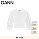 GANNI女装 F9097151 上衣衬衫 白色U领纽扣罩衫 修身