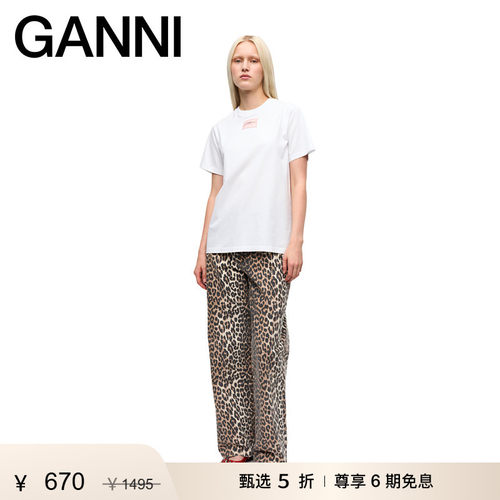 【甄选折扣】GANNI女装 纯棉休闲简约亮白色宽松短袖T恤 T4157151