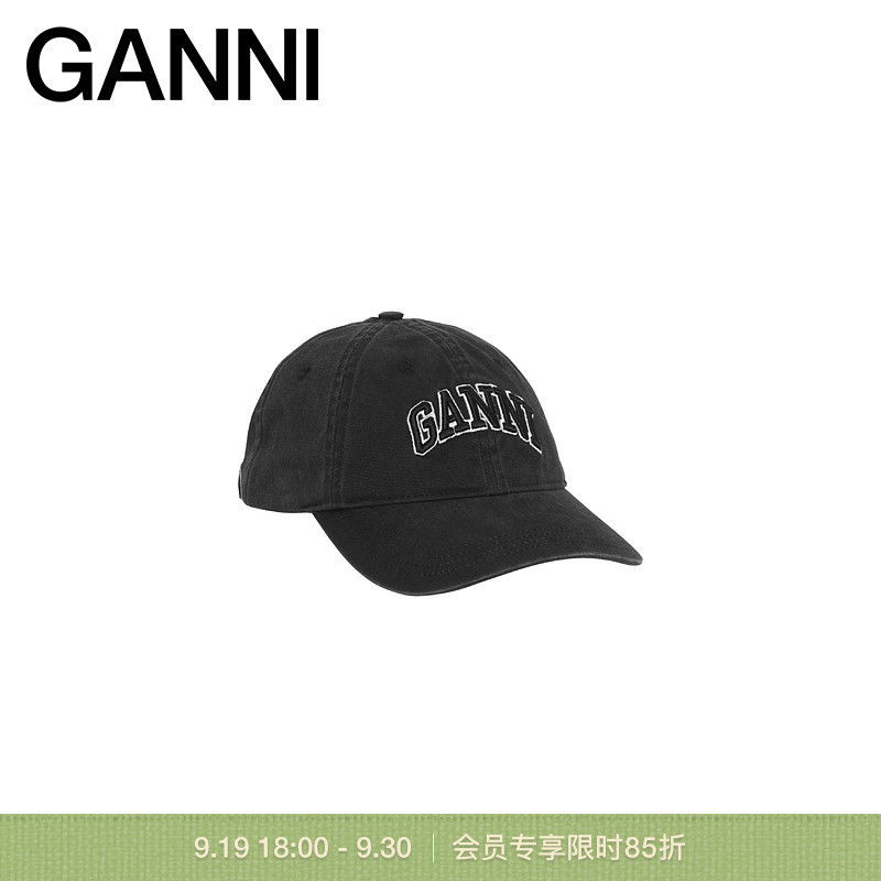 【会员折享】GANNI女士 黑色经典款休闲遮阳鸭舌帽棒球帽A6900099