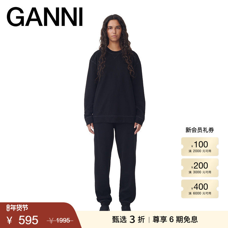 【甄选折扣】GANNI女装 蝴蝶logo黑色运动衫套头卫衣 T3566099