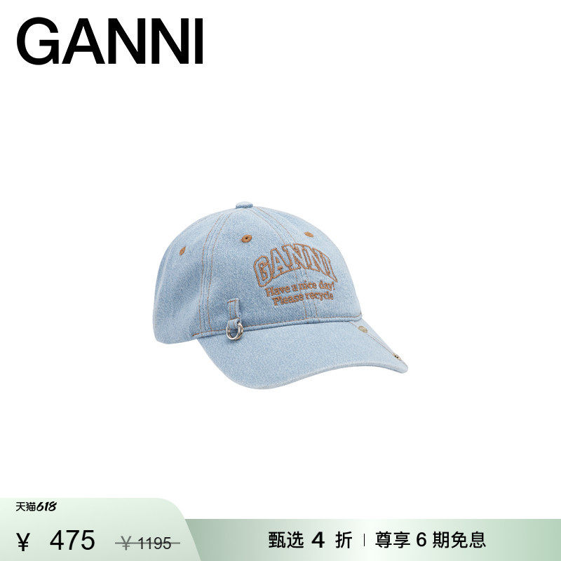 【惊喜首降】GANNI女士  浅蓝色牛仔帽子棒球帽鸭舌帽 A6563928